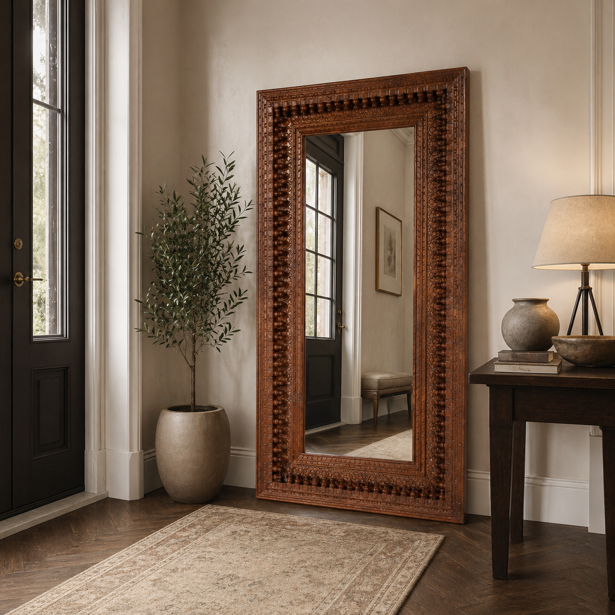 Samuel Carved Wooden Mirror