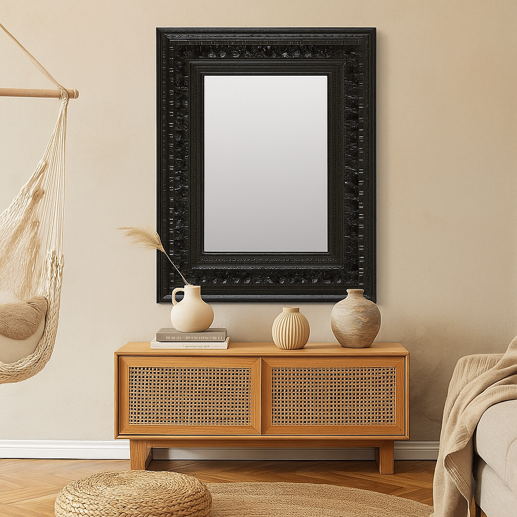 Daksha Hand Carved Wooden Mirror