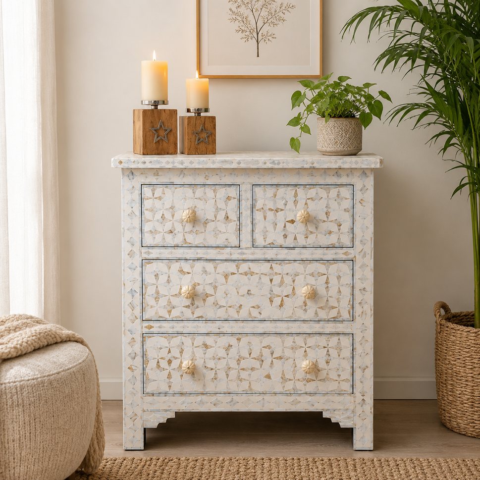 Brian Mother of Pearl Inlay Chest of Drawer