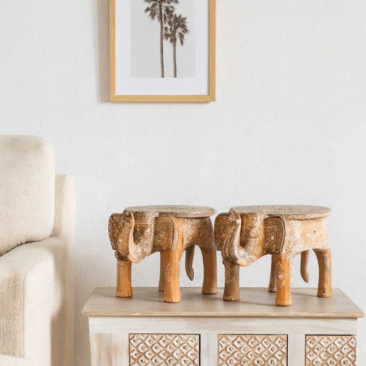 Aby Wooden Elephant Side Table