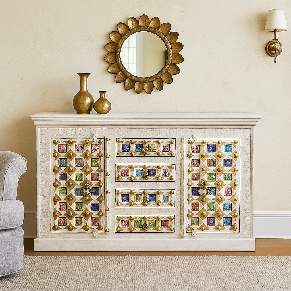 Eliana Carved Tile Side Board