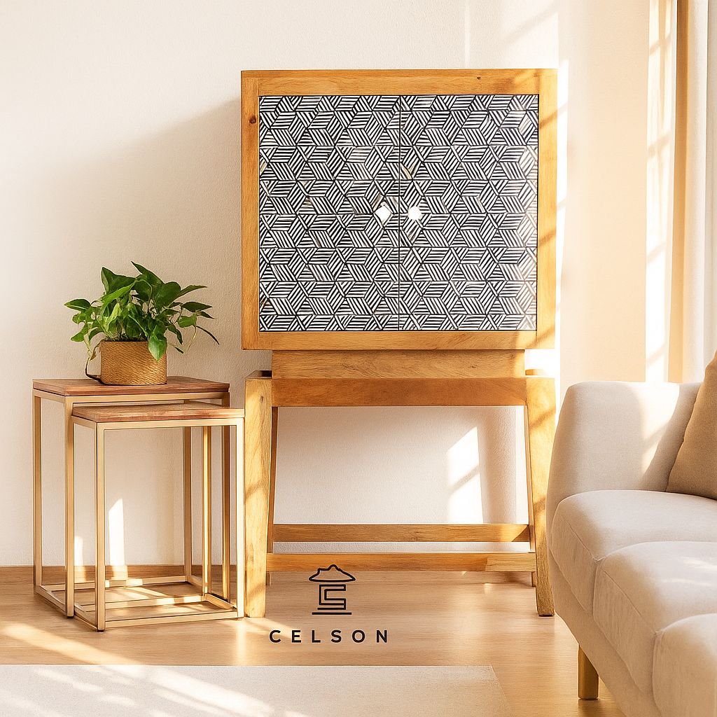 Toby Bone Inlay Bar Cabinet