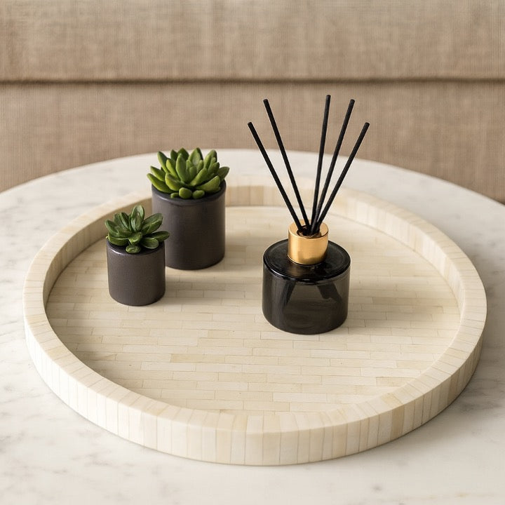 Meneell Bone Inlay Geometrical Pattern Tray