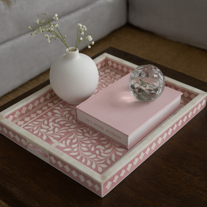 Terri Tu Bone Inlay Tray with Floral Pattern