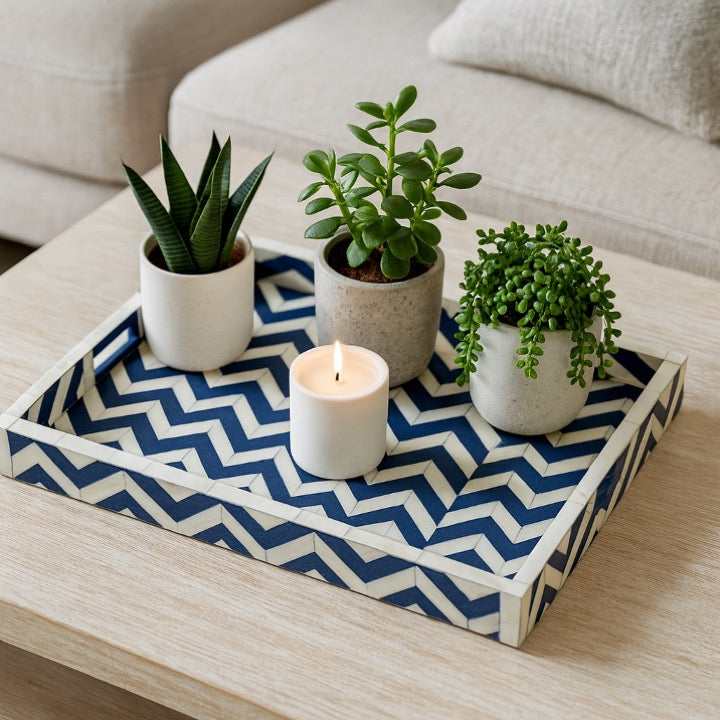 Joey Bone Inlay Chevron Pattern Tray