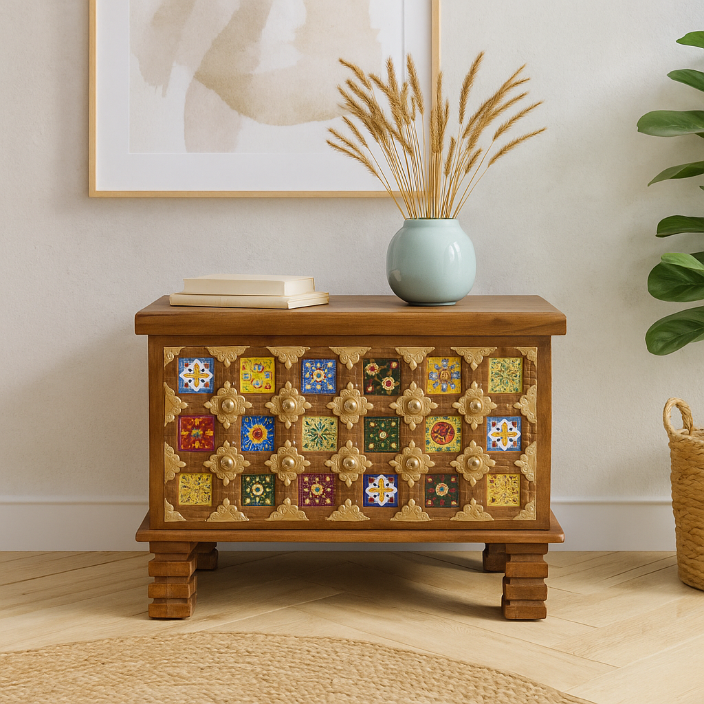 Sharwana Carved Tile Storage Trunk
