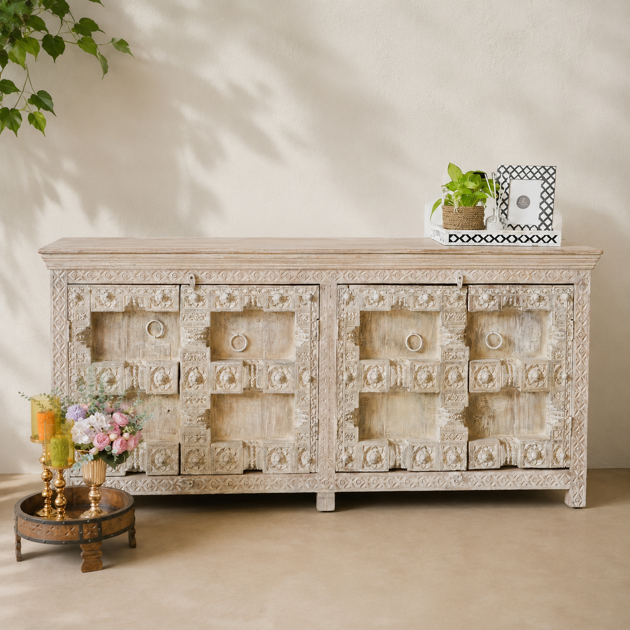 Daniel Hand Carved Wooden Sideboard