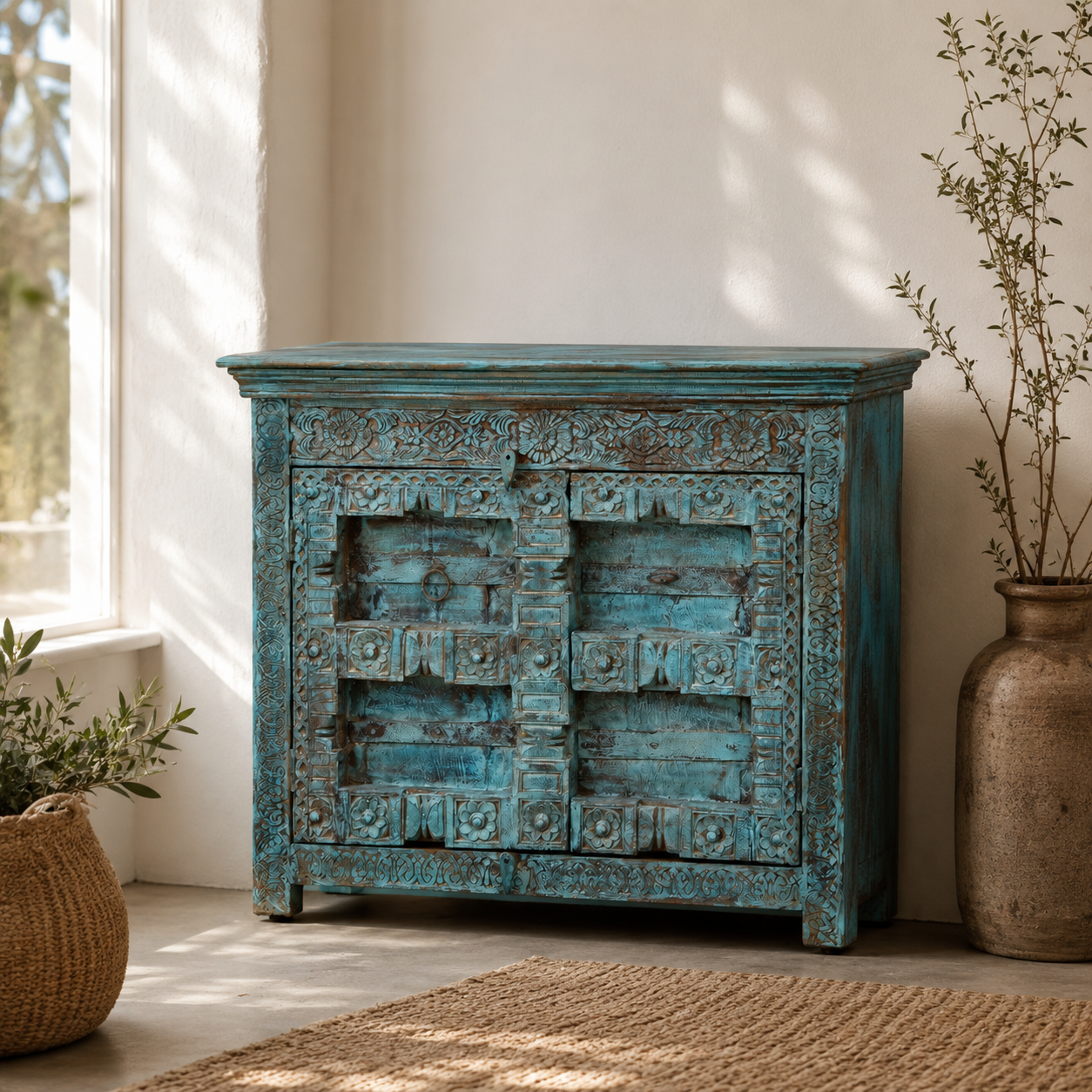 Sahiba Carved Wooden Chest