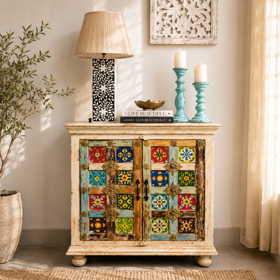 Mandy Carved Tile Cabinet