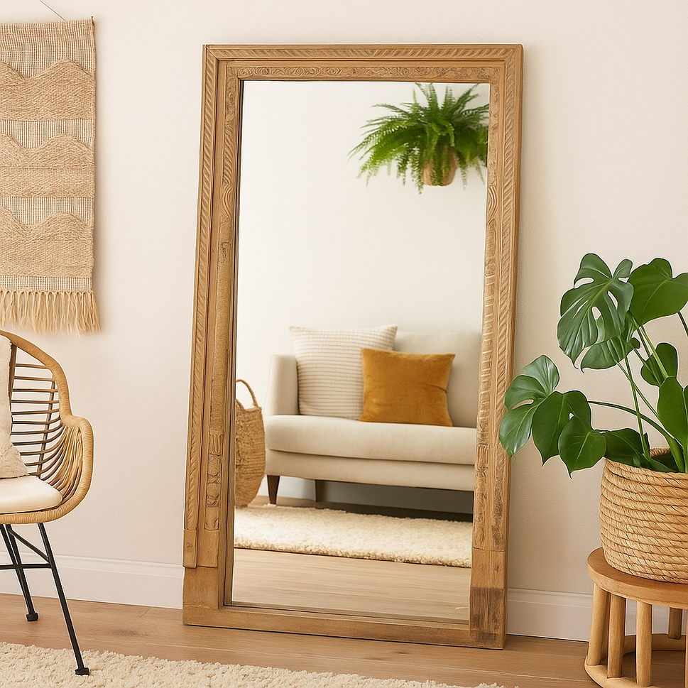 Hirva Hand Carved Wooden Mirror