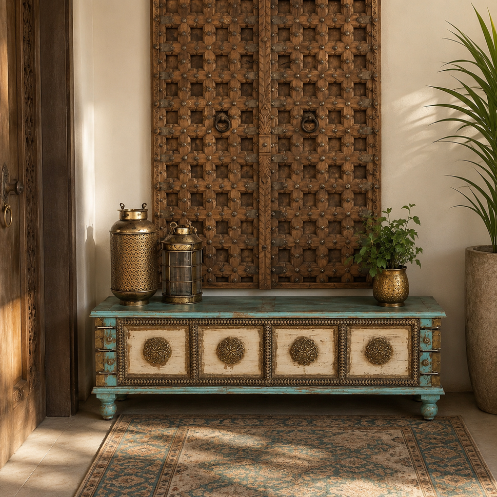 Jaime Carved Storage Trunk