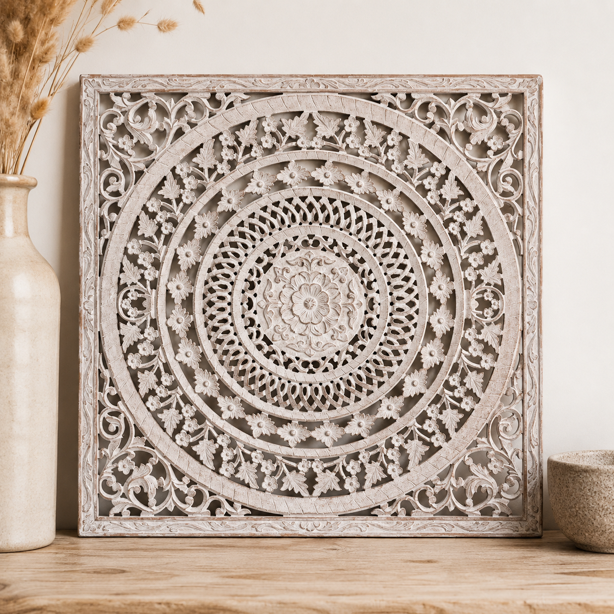 Liza Carved Wall Panel Distressed