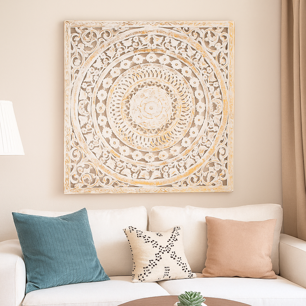 Liza Carved Wall Panel White Gold