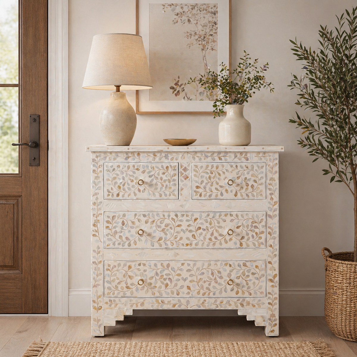 Leo Mother of Pearl  Inlay Chest of Drawer
