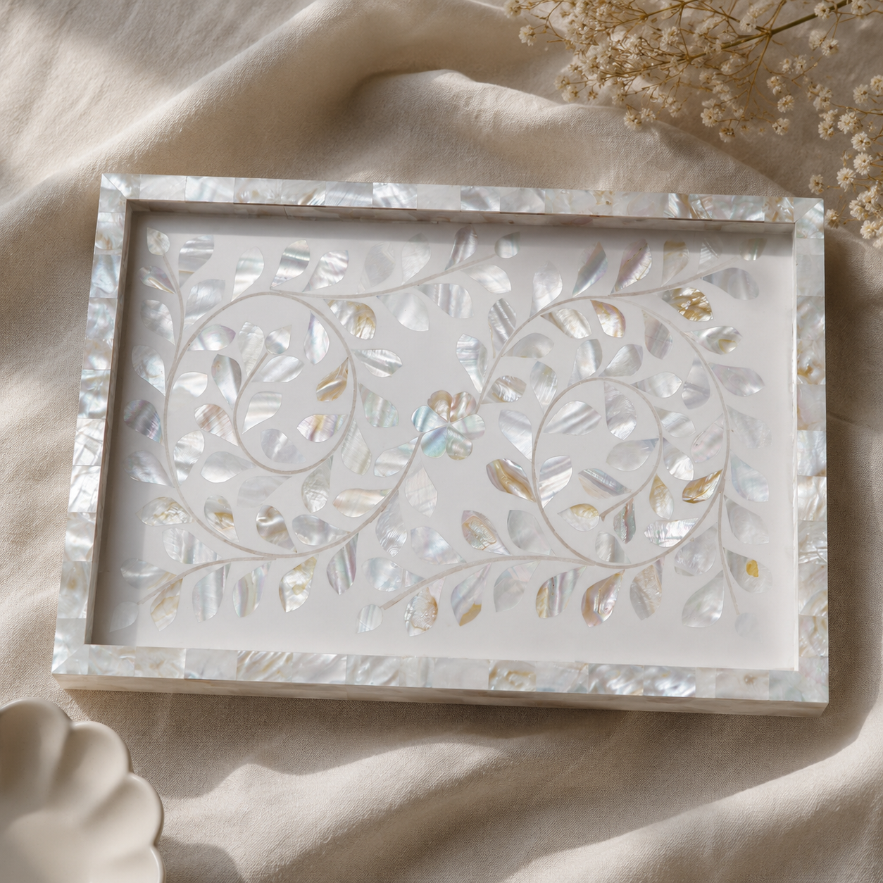 Romy Mother of Pearl Inlay Tray with Tray