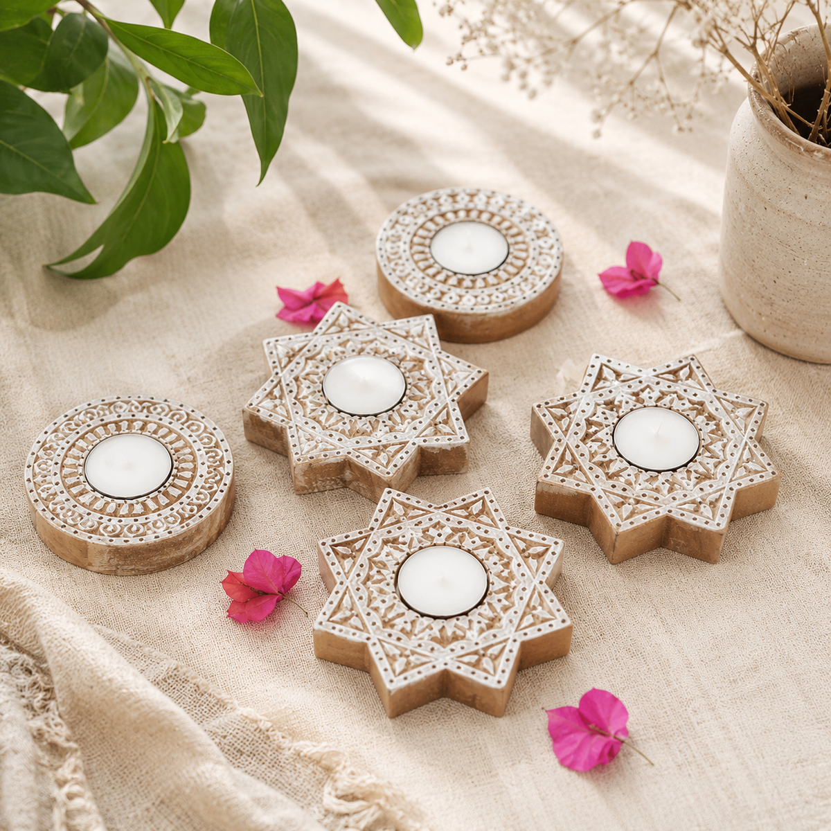Kanika Hand Carved T Light Holder