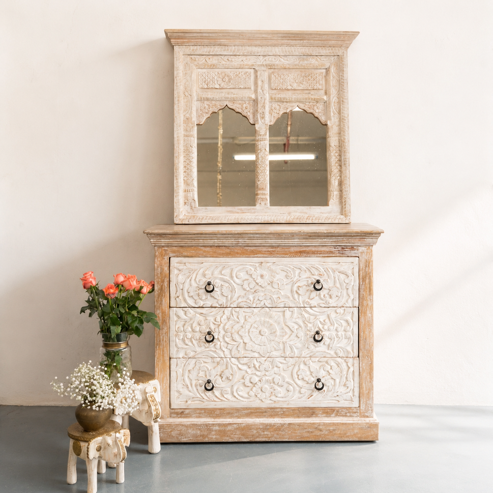 Rashita Wooden Carved Chest of drawer