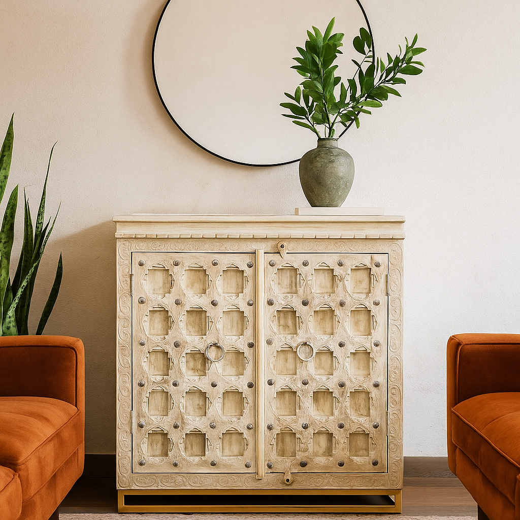 Emma Carved Wooden Cabinet