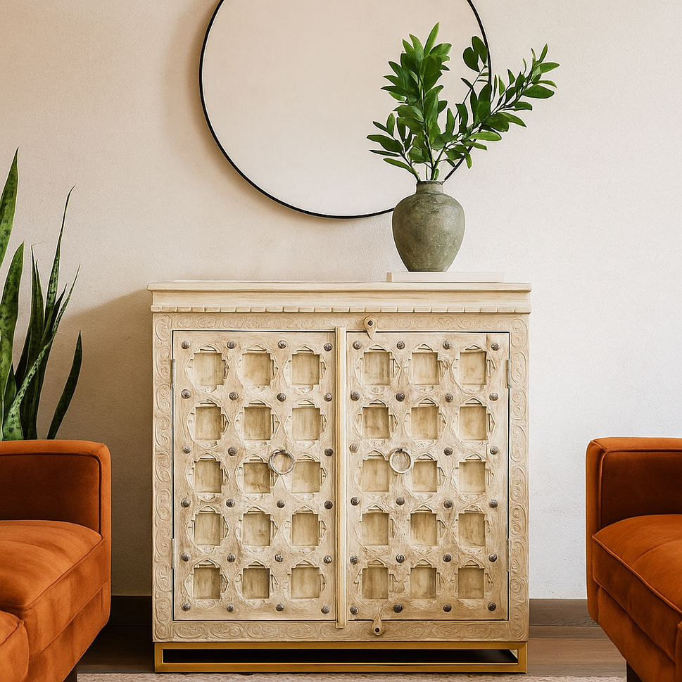 Emma Carved Wooden Cabinet