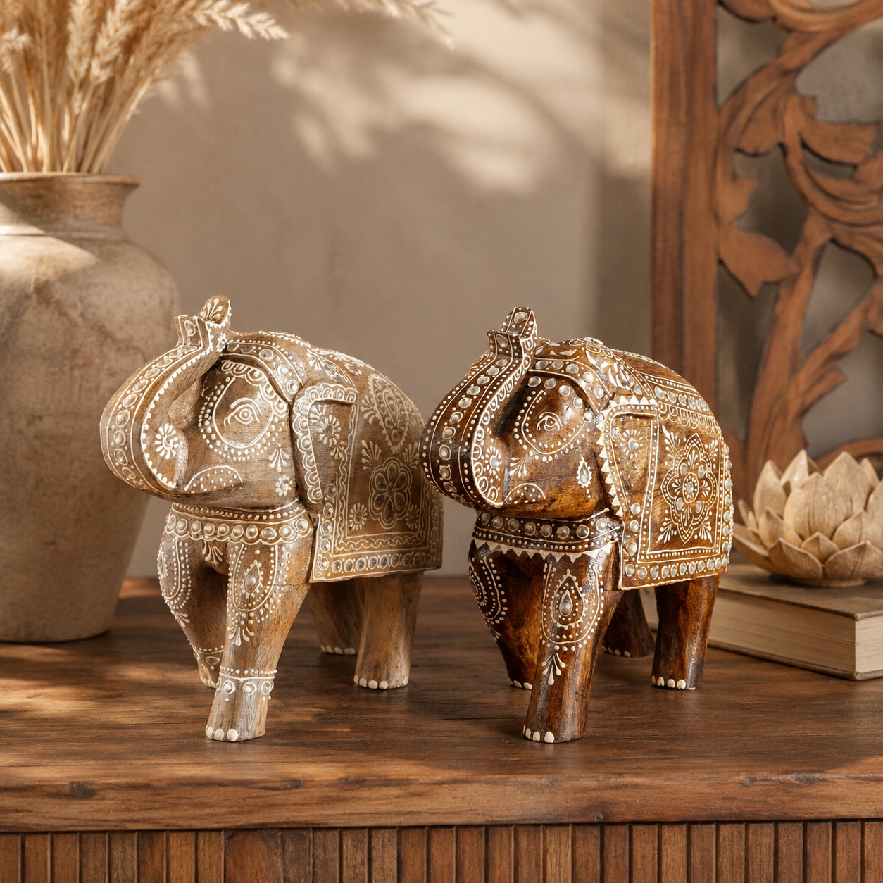 Hand Painted Wooden Elephant