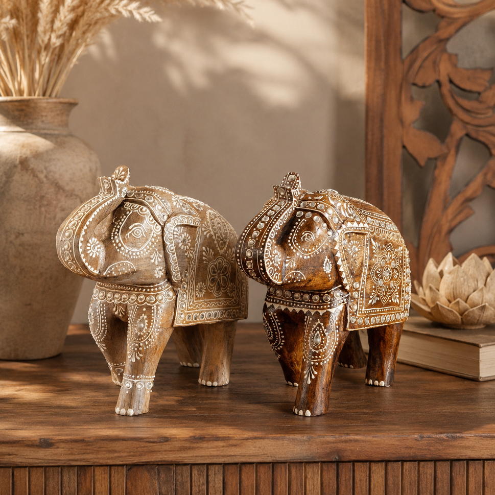 Hand Painted Wooden Elephant