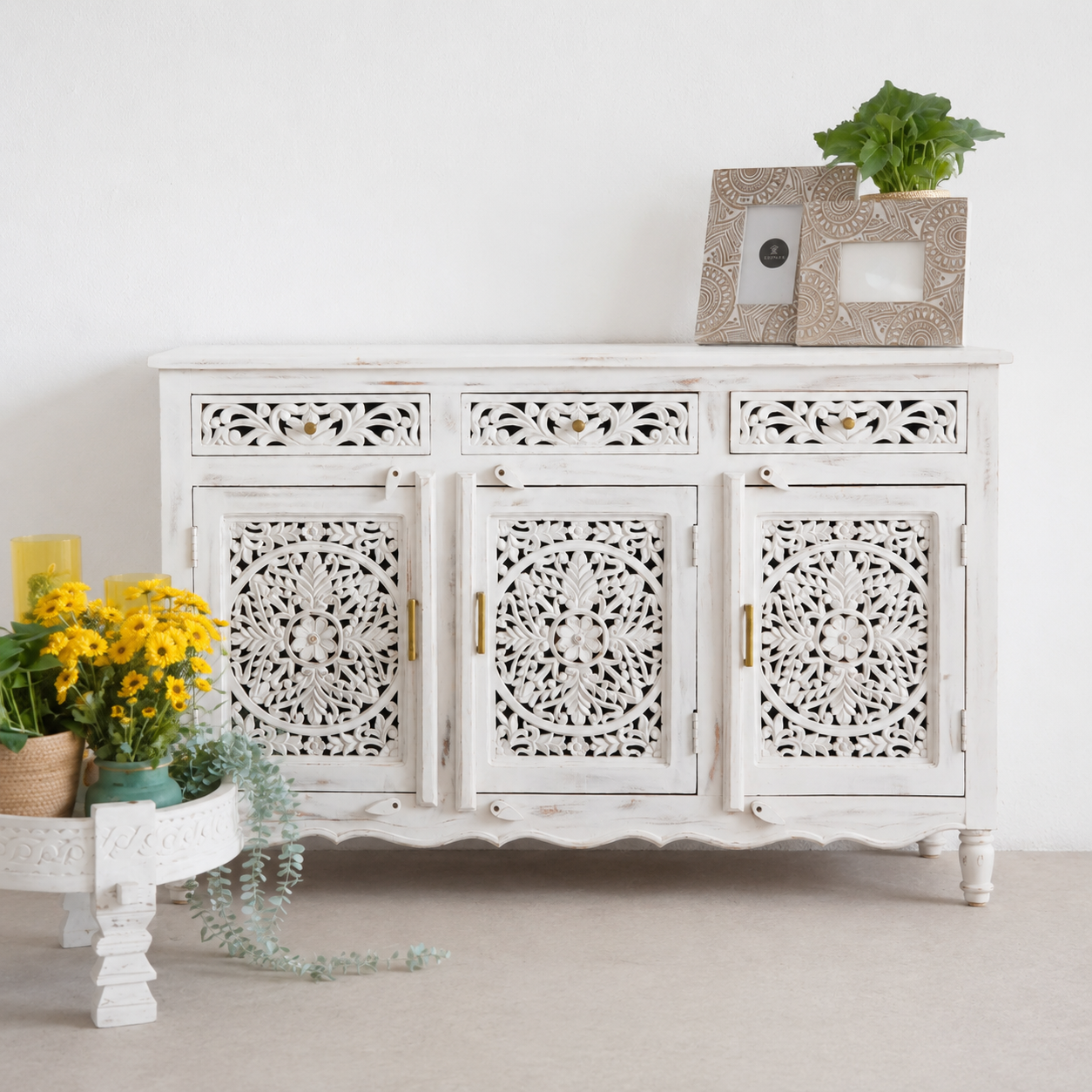 Miranda Hand Carved Wooden Sideboard