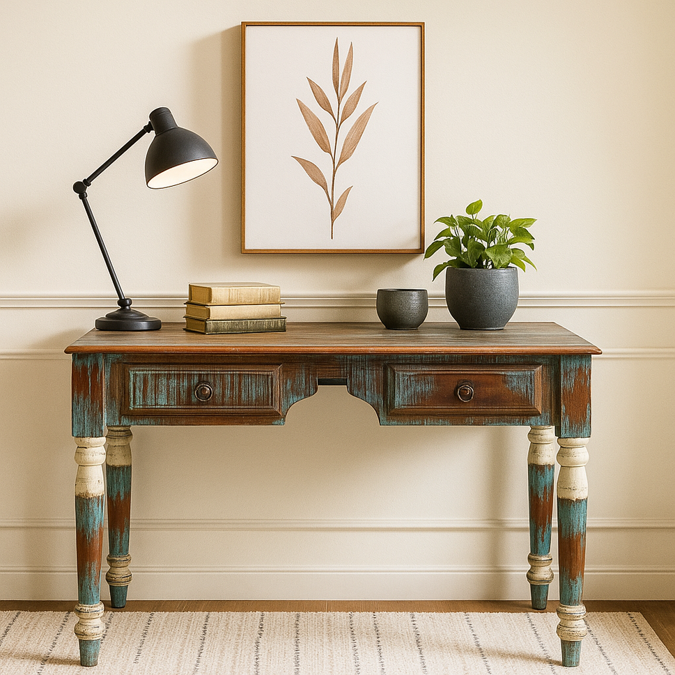 Neva Wooden Hand Carved Study Table