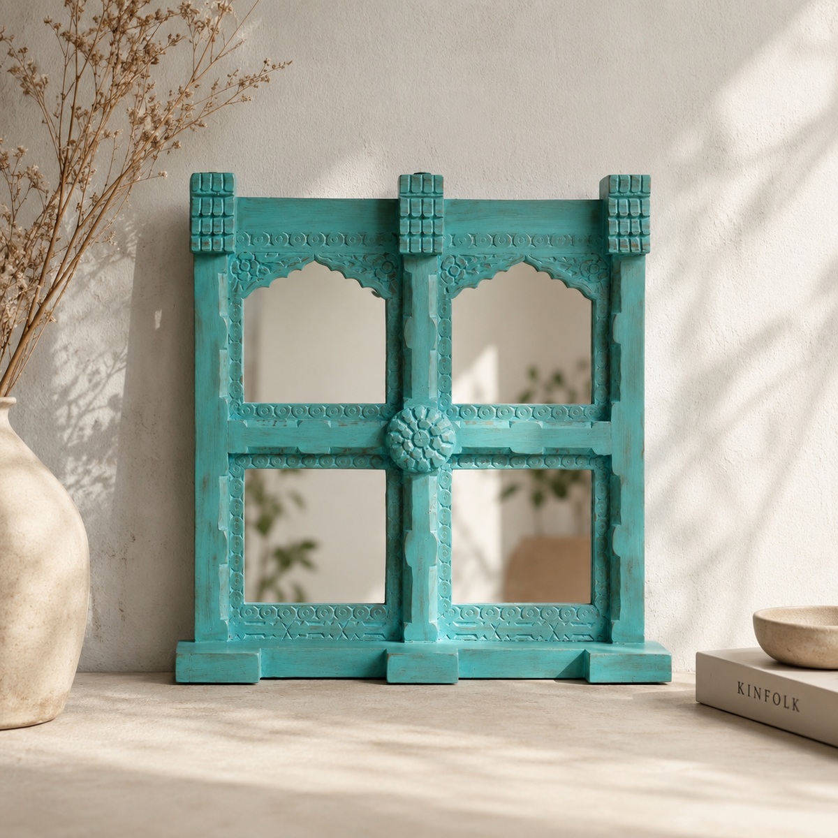 Mehrab Hand Carved Wooden Mirror