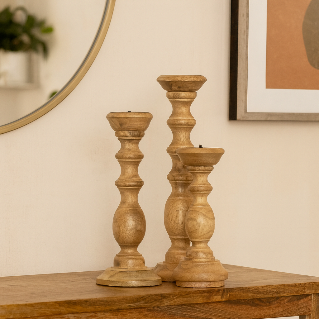 Jenna Hand Carved Candle Holder