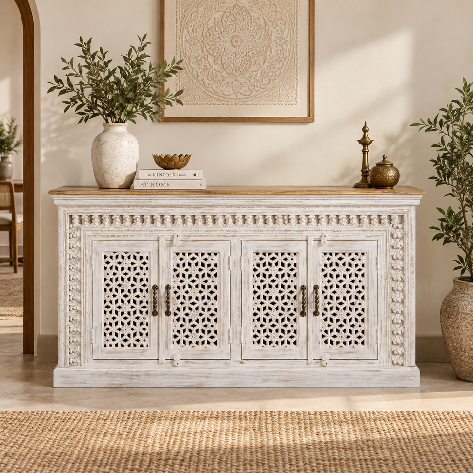 Shelly Hand Carved Sideboard
