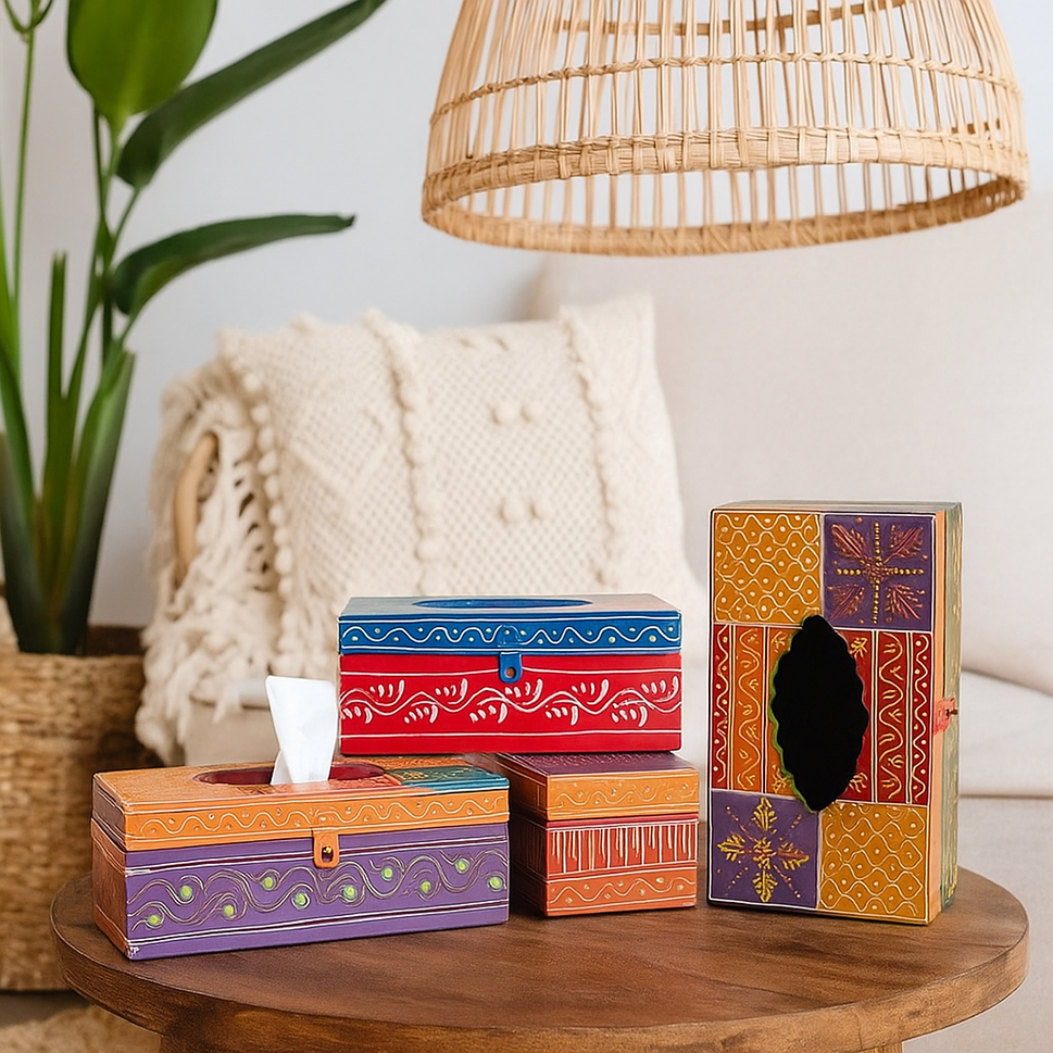 Riva Hand Painted Tissue Box