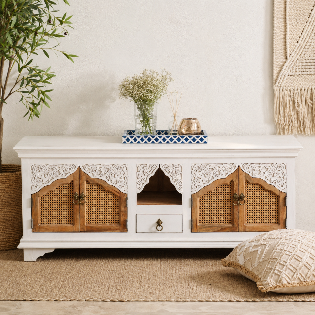 Isabelle Carved Wooden TV Cabinet
